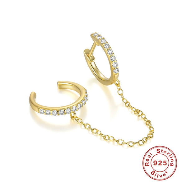 Wholesale S925 Sterling Silver Single Round Diamondencrusted Tassel Chain Ear Buckle Ear Ring With Geometric Design For Women