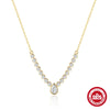 Wholesale S925 Sterling Silver Single Row Diamond Round Geometric O Chain Clavicle Necklace With Electroplating