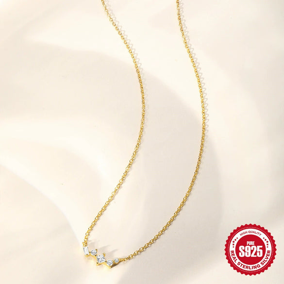 Wholesale S925 Sterling Silver Single Row Geometric Diamondencrusted Zircon Allmatch Ochain Necklace With Electroplating For Women