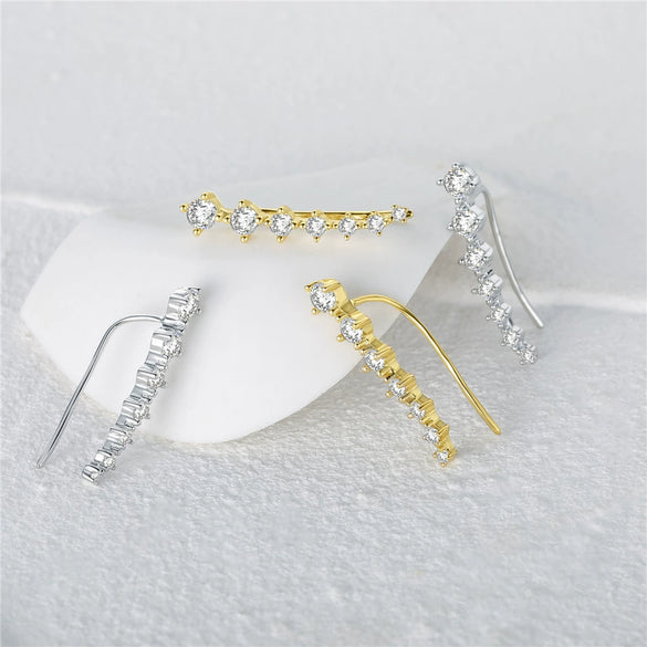 Wholesale S925 Sterling Silver Single Row Geometric Flash Diamond Earrings For Women With Electroplating