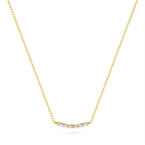 Wholesale S925 Sterling Silver Single Row Square Geometric Zircon Clavicle Chain With O Chain For Women Electroplated