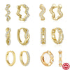 Wholesale S925 Sterling Silver Single Row Wave Geometric Earrings With Electroplating For Women