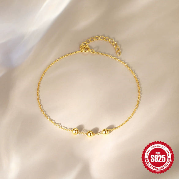 Wholesale S925 Sterling Silver Slidable Round Bead O Chain Necklace Bracelet With Electroplating For Women
