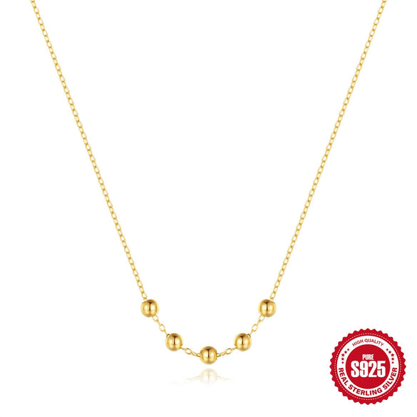 Wholesale S925 Sterling Silver Slidable Round Bead O Chain Necklace Bracelet With Electroplating For Women