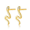Wholesale S925 Sterling Silver Small Animal Snake Ear Ring With Inlaid Zircon And Unique Cold Wind Design For Women