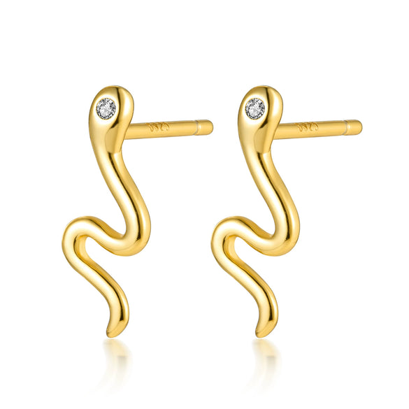 Wholesale S925 Sterling Silver Small Animal Snake Ear Ring With Inlaid Zircon And Unique Cold Wind Design For Women