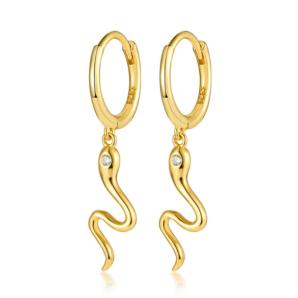 Wholesale S925 Sterling Silver Small Animal Snake Ear Ring With Inlaid Zircon And Unique Cold Wind Design For Women