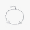 Wholesale S925 Sterling Silver Small Daisy Full Diamond Cross Light Bead Bracelet For Women