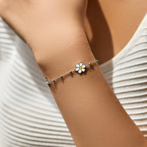 Wholesale S925 Sterling Silver Small Daisy Full Diamond Cross Light Bead Bracelet For Women