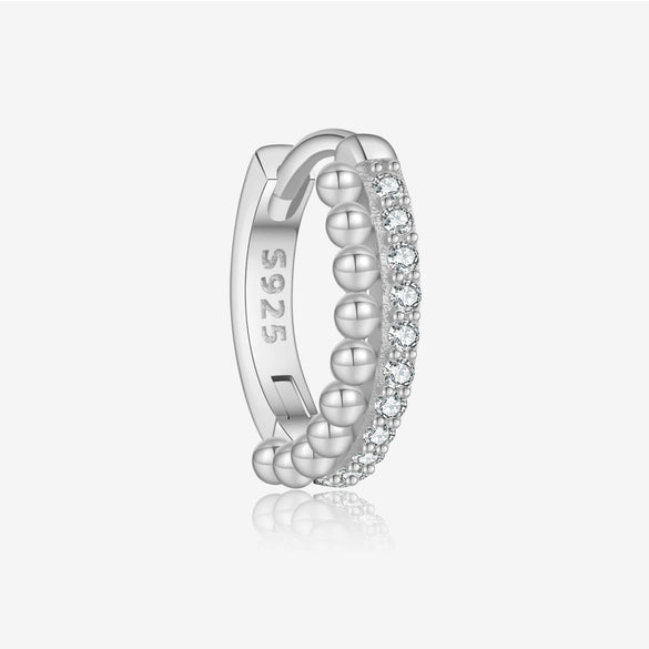 Wholesale S925 Sterling Silver Small Earrings With Retro Micro Inlaid Zircon And Classic Joker Ear Buckle Geometric Style Electroplated