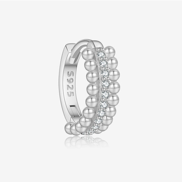 Wholesale S925 Sterling Silver Small Earrings With Retro Micro Inlaid Zircon And Classic Joker Ear Buckle Geometric Style Electroplated
