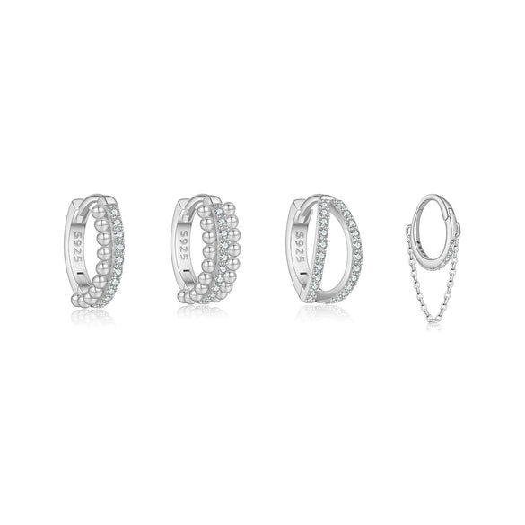 Wholesale S925 Sterling Silver Small Earrings With Retro Micro Inlaid Zircon And Classic Joker Ear Buckle Geometric Style Electroplated