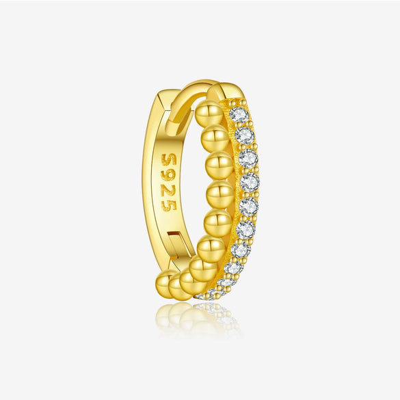 Wholesale S925 Sterling Silver Small Earrings With Retro Micro Inlaid Zircon And Classic Joker Ear Buckle Geometric Style Electroplated