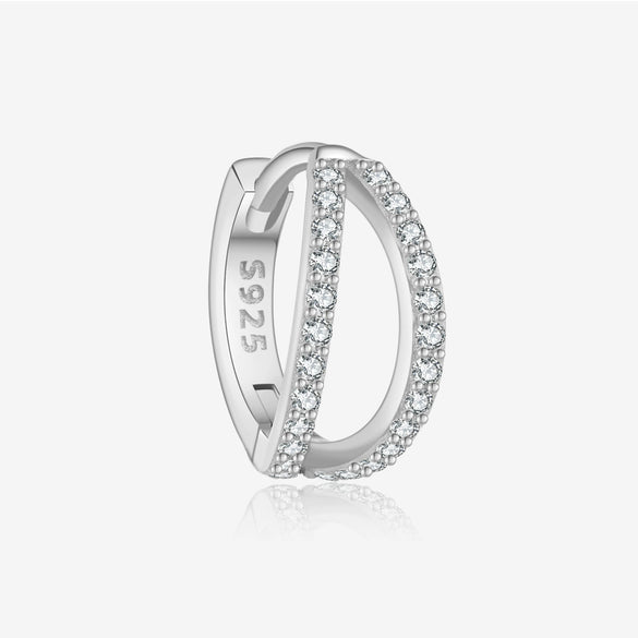 Wholesale S925 Sterling Silver Small Earrings With Retro Micro Inlaid Zircon And Classic Joker Ear Buckle Geometric Style Electroplated