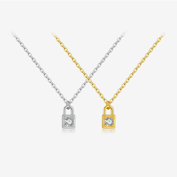 Wholesale S925 Sterling Silver Small Lock Pendant Necklace With Platinum Or 18K Gold Electroplating Classic And Fashionable Design