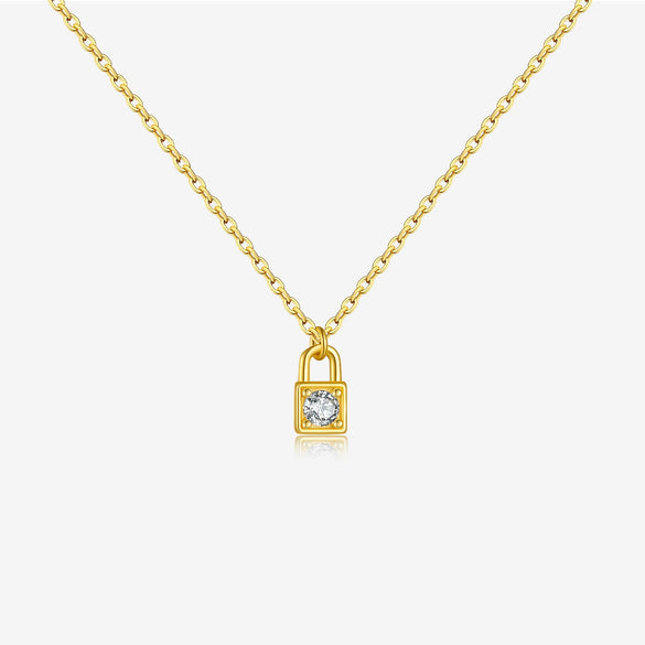 Wholesale S925 Sterling Silver Small Lock Pendant Necklace With Platinum Or 18K Gold Electroplating Classic And Fashionable Design