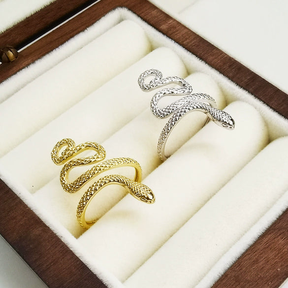 Wholesale S925 Sterling Silver Snake Animal Ring With Electroplating Treatment Adjustable Opening Fashion Trend