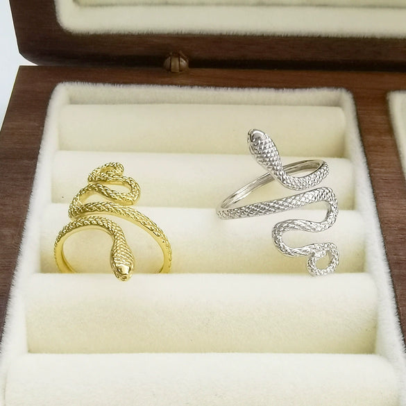 Wholesale S925 Sterling Silver Snake Animal Ring With Electroplating Treatment Adjustable Opening Fashion Trend