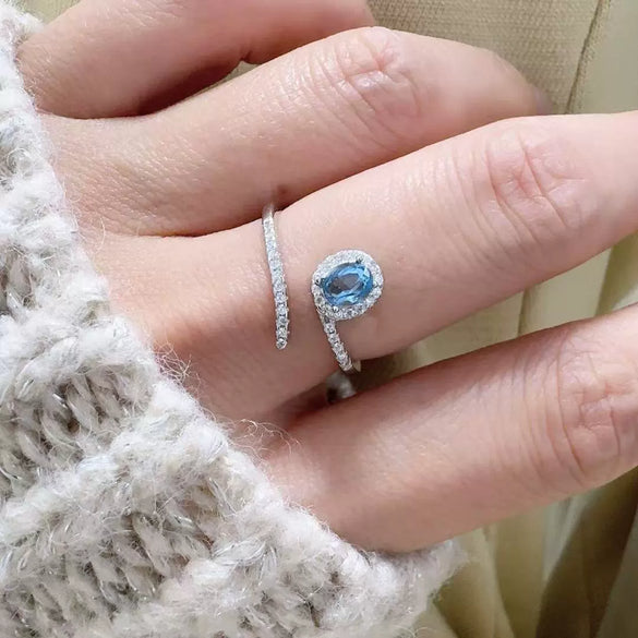 Wholesale S925 Sterling Silver Snake Crystal Ring Set With Gemstones For Men And Women Couple Ring Animal Zodiac Design