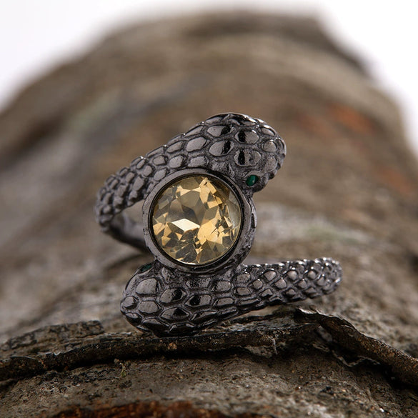 Wholesale S925 Sterling Silver Snake Crystal Ring Set With Gemstones For Men And Women Couple Ring Animal Zodiac Design