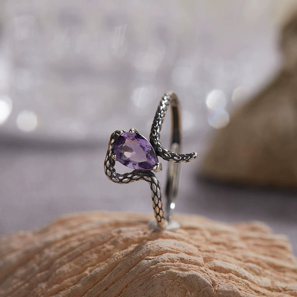 Wholesale S925 Sterling Silver Snake Crystal Ring Set With Gemstones For Men And Women Couple Ring Animal Zodiac Design