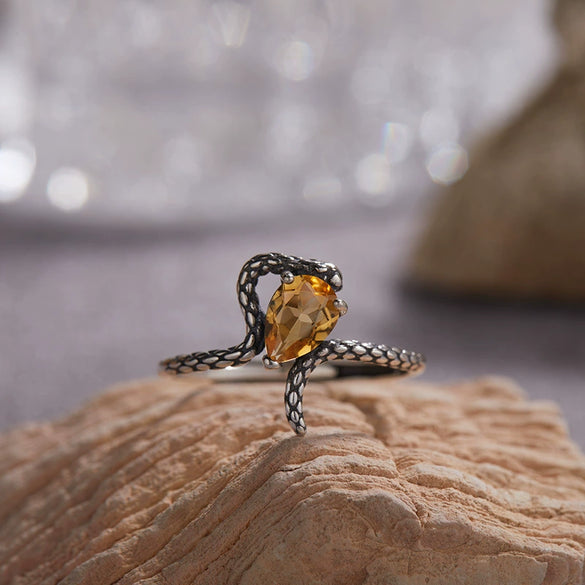 Wholesale S925 Sterling Silver Snake Crystal Ring Set With Gemstones For Men And Women Couple Ring Animal Zodiac Design