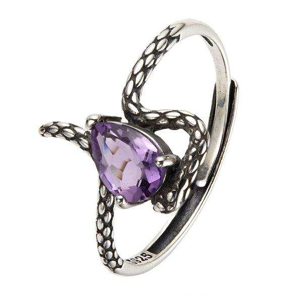 Wholesale S925 Sterling Silver Snake Crystal Ring Set With Gemstones For Men And Women Couple Ring Animal Zodiac Design