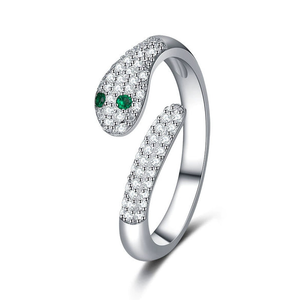 Wholesale S925 Sterling Silver Snake Crystal Ring Set With Gemstones For Men And Women Couple Ring Animal Zodiac Design