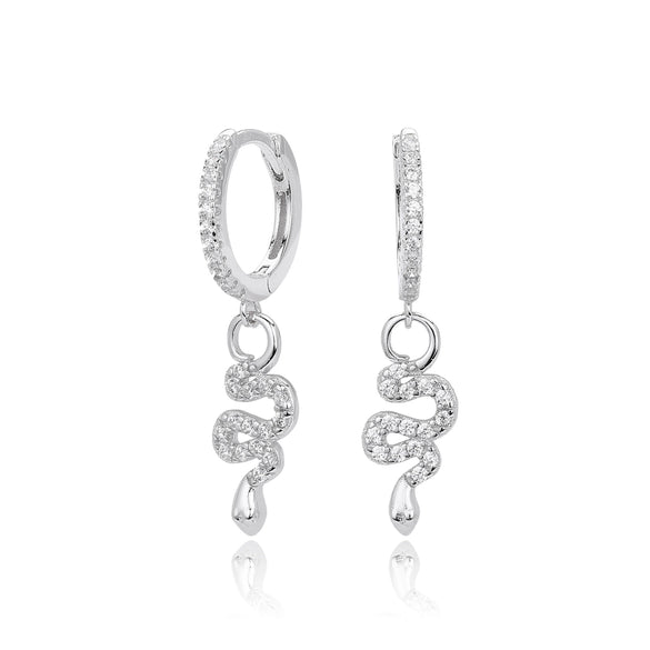 Wholesale S925 Sterling Silver Snake Earrings With Zircon Inlay And Electroplating For Women