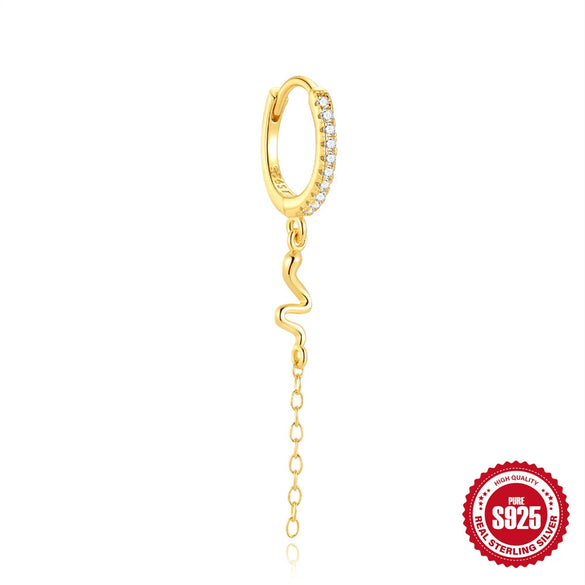Wholesale S925 Sterling Silver Snake Pattern Ear Buckle Earrings With Electroplating For Women