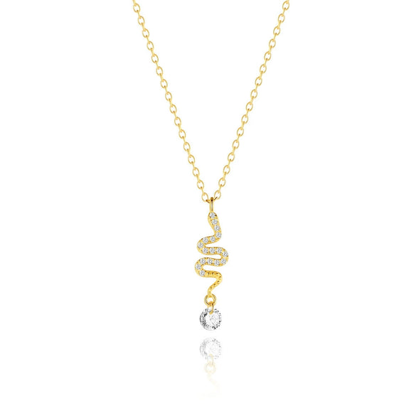 Wholesale S925 Sterling Silver Snake Pendant Clavicle Chain With Geometric Pattern And Electroplating For Women