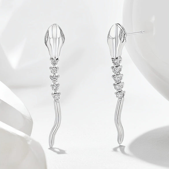 Wholesale S925 Sterling Silver Snake Shaped Earrings With Zircon Animal Tassel Rattlesnake Design Minimalist Style For Women