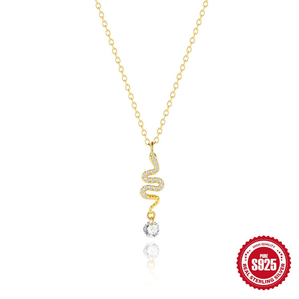 Wholesale S925 Sterling Silver Snakeshaped Necklace With Zircon Splicing And Geometric Design Fashion Ol Style O Word Chain