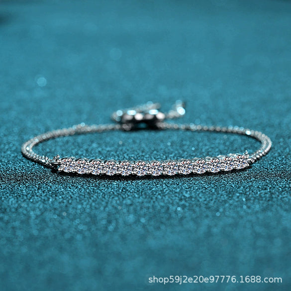 Wholesale S925 Sterling Silver Sports Style Geometric Pattern Electroplating Moissanite Bracelet For Women