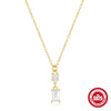 Wholesale S925 Sterling Silver Square Geometric Clavicle Necklace With Zircon And Electroplating Treatment For Women