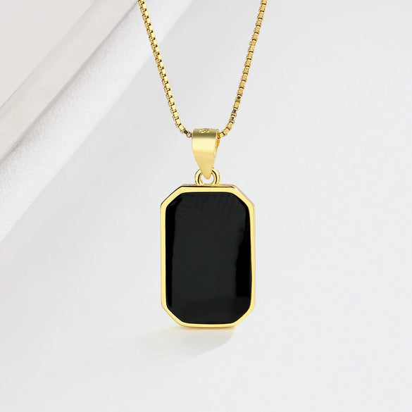 Wholesale S925 Sterling Silver Square Geometric Retro Necklace For Female