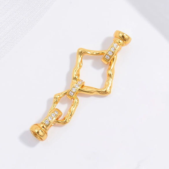 Wholesale S925 Sterling Silver Square Pearl Connection Buckle Jewelry Closing Buckle With Zirconia Treatment For Diy Bracelet And Necklace
