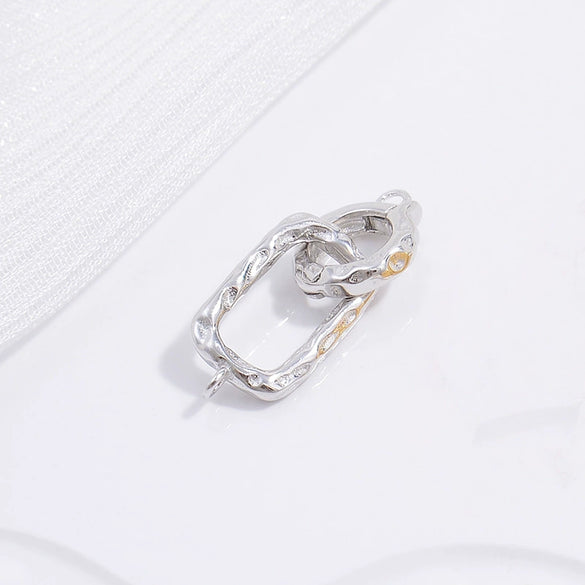 Wholesale S925 Sterling Silver Square Pearl Connection Buckle Jewelry Closing Buckle With Zirconia Treatment For Diy Bracelet And Necklace