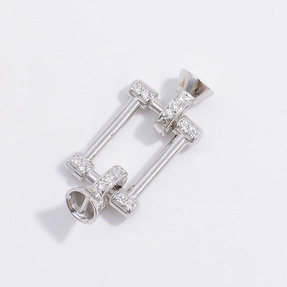 Wholesale S925 Sterling Silver Square Pearl Connection Buckle Jewelry Closing Buckle With Zirconia Treatment For Diy Bracelet And Necklace