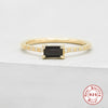 Wholesale S925 Sterling Silver Square Ring With Black Diamond 18K Gold Plated Inlaid Zircon Geometric Style Simple And Generous