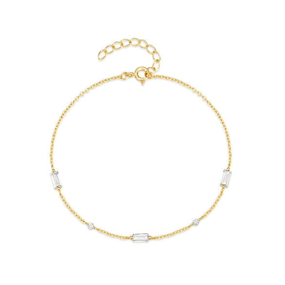 Wholesale S925 Sterling Silver Square Simple Women's Bracelet With Geometric Design And Electroplating And Real Gold Plating