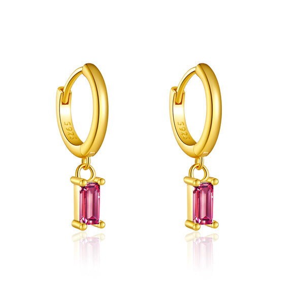 Wholesale S925 Sterling Silver Square Stone Ear Drop Earrings With Geometric Design And Platinum Or 18K Gold Electroplating For Unisex