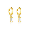 Wholesale S925 Sterling Silver Square Stone Ear Drop Earrings With Geometric Design And Platinum Or 18K Gold Electroplating For Unisex