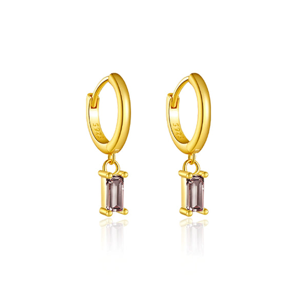 Wholesale S925 Sterling Silver Square Stone Ear Drop Earrings With Geometric Design And Platinum Or 18K Gold Electroplating For Unisex
