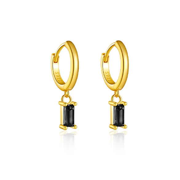 Wholesale S925 Sterling Silver Square Stone Ear Drop Earrings With Geometric Design And Platinum Or 18K Gold Electroplating For Unisex