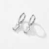 Wholesale S925 Sterling Silver Square Stone Ear Drop Earrings With Geometric Design And Platinum Or 18K Gold Electroplating For Unisex