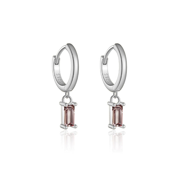 Wholesale S925 Sterling Silver Square Stone Ear Drop Earrings With Geometric Design And Platinum Or 18K Gold Electroplating For Unisex