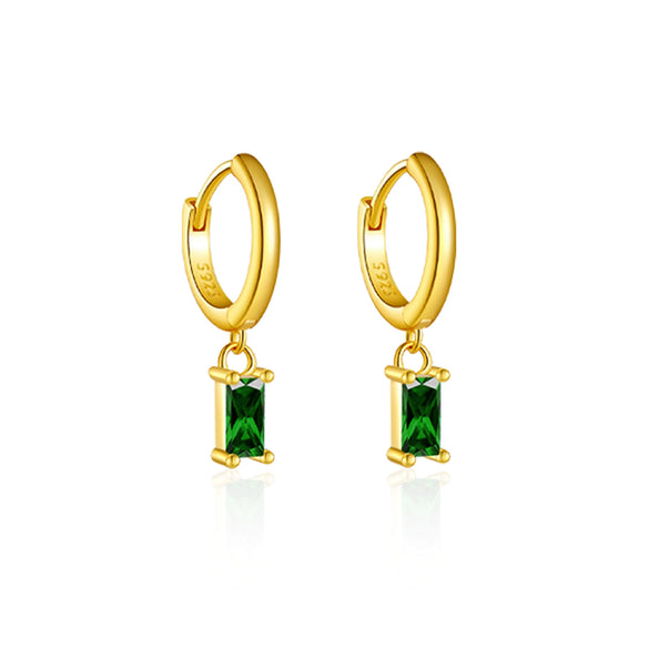 Wholesale S925 Sterling Silver Square Stone Ear Drop Earrings With Geometric Design And Platinum Or 18K Gold Electroplating For Unisex