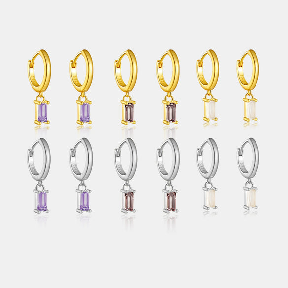 Wholesale S925 Sterling Silver Square Stone Ear Drop Earrings With Geometric Design And Platinum Or 18K Gold Electroplating For Unisex
