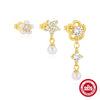 Wholesale S925 Sterling Silver Stacking Style Butterfly Star Earrings Three Piece Set With Horse Eye And Water Drops Zircon Patchwork Electroplated